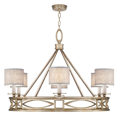 Cienfuegos Six Light Chandelier in Gold w/Greige Fabric Shades (48|887640-31ST)