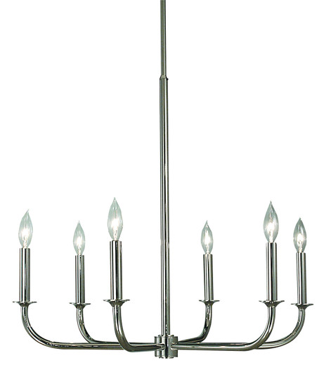 Moderne Six Light Chandelier in Polished Silver (8|1055 PS)