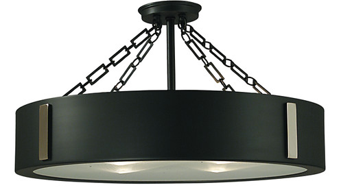 Oracle Four Light Flush / Semi-Flush Mount in Charcoal w/Polished Nickel Accents (8|2412 CH/PN)