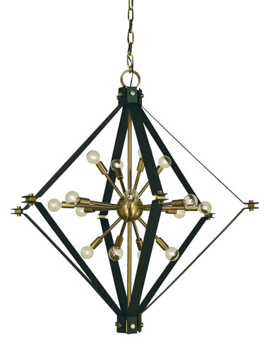 Axis 16 Light Foyer Chandelier in Antique Brass w/Matte Black (8|4820 AB/MBLACK)