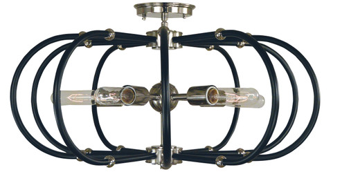 Pulsar Five Light Flush / Semi-Flush Mount in Polished Nickel w/Matte Black Accents (8|5100 PN/MBLACK)