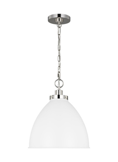 Wellfleet One Light Pendant in Matte White and Polished Nickel (454|CP1291MWTPN)