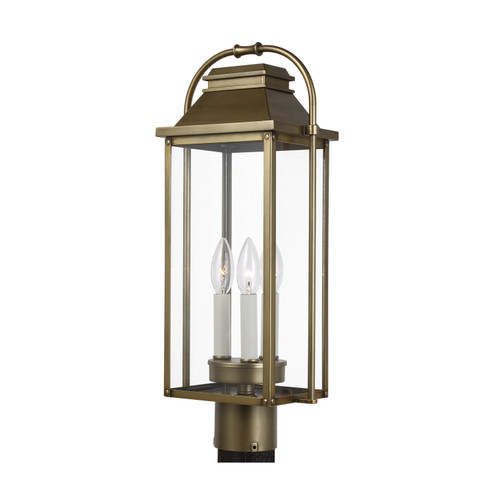 Wellsworth Three Light Post Lantern in Painted Distressed Brass (454|OL13207PDB)