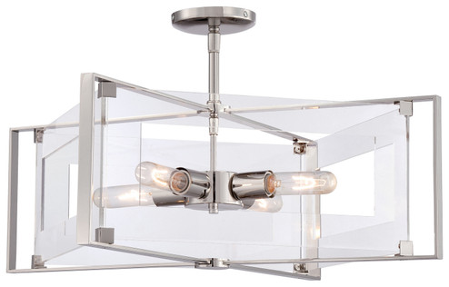 Crystal Clear Four Light Convertible Semi Flush / Pendant in Polished Nickel (42|P1403-613)