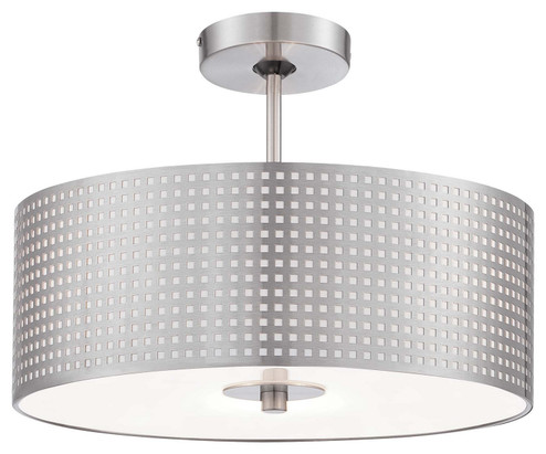 Grid Three Light Semi Flush Mount in Brushed Nickel (42|P5747-084)