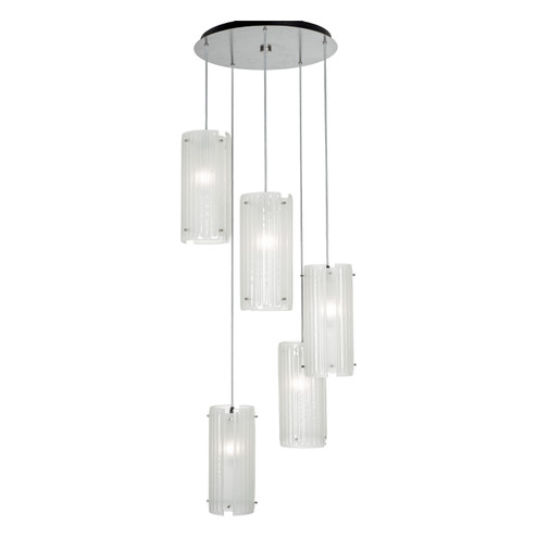 Textured Glass Five Light Pendant in Beige Silver (404|CHB0044-05-BS-FG-C01-E2)