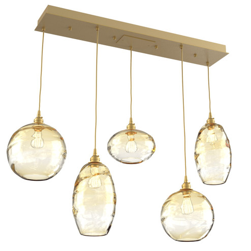 Misto Linear Pendant in Gilded Brass (404|PLB0048-05-GB-OA-C01-E2)
