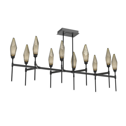 Rock Crystal LED Linear Suspension in Matte Black (404|PLB0050-67-MB-CB-001-L3)