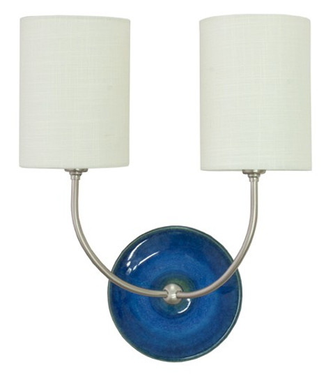 Scatchard Two Light Wall Lamp in Blue Gloss And Satin Nickel (30|GS775-2-SNBG)