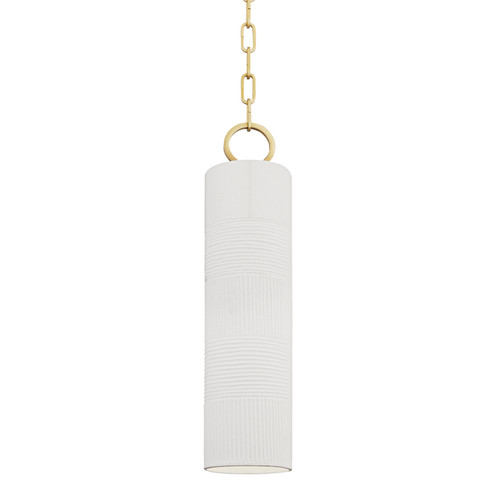 Brookville One Light Pendant in Aged Brass/Soft Off White (70|2384-AGB/WH)