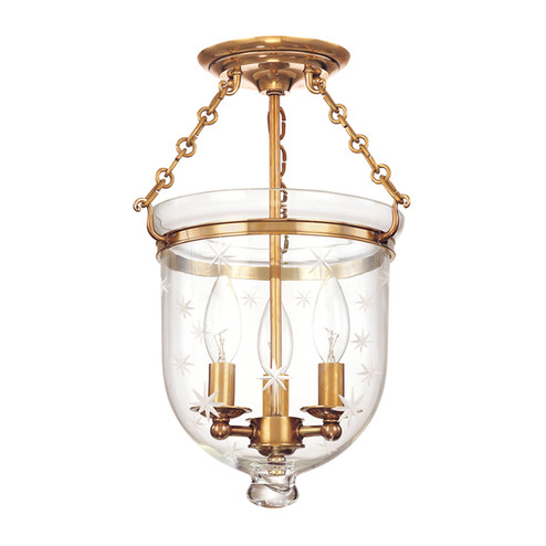 Hampton Three Light Semi Flush Mount in Aged Brass (70|251-AGB-C3)