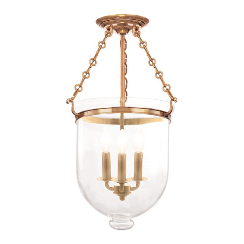 Hampton Three Light Semi Flush Mount in Aged Brass (70|253-AGB-C1)