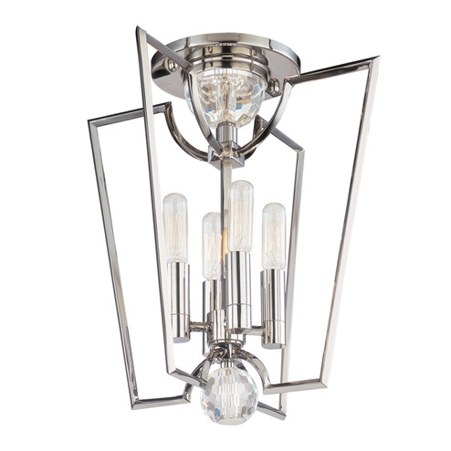 Waterloo Four Light Semi Flush Mount in Polished Nickel (70|3004-PN)