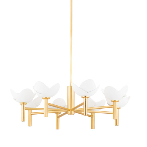 Dawson Eight Light Chandelier in Gold Leaf/White Plaster (70|3034-GL/WP)