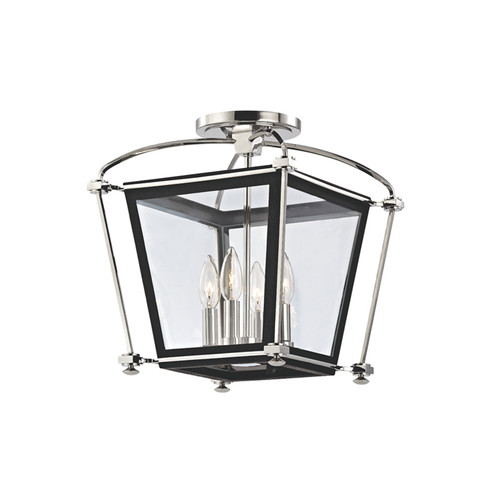 Hollis Four Light Semi Flush Mount in Polished Nickel (70|3610-PN)