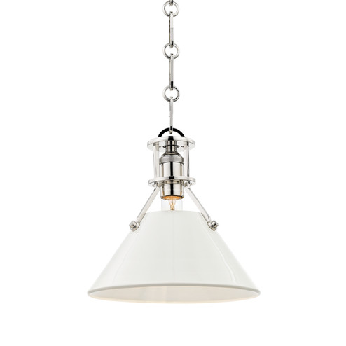 Painted No.2 One Light Pendant in Polished Nickel/Off White (70|MDS351-PN/OW)