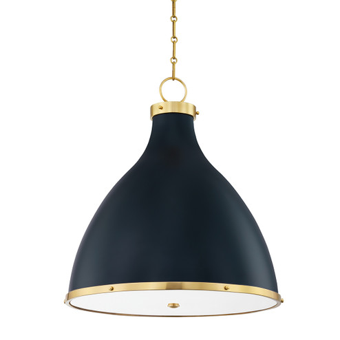 Painted No. 3 Three Light Pendant in Aged Brass (70|MDS362-AGB/DBL)