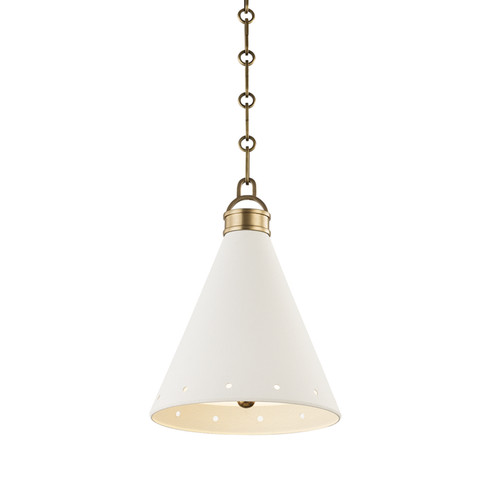Plaster No.1 One Light Pendant in Aged Brass/White Plaster (70|MDS400-AGB/WP)