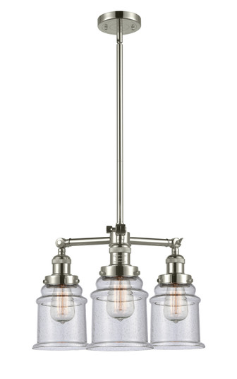 Franklin Restoration Three Light Chandelier in Polished Nickel (405|207-PN-G184)