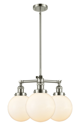 Franklin Restoration Three Light Chandelier in Polished Nickel (405|207-PN-G201-8)