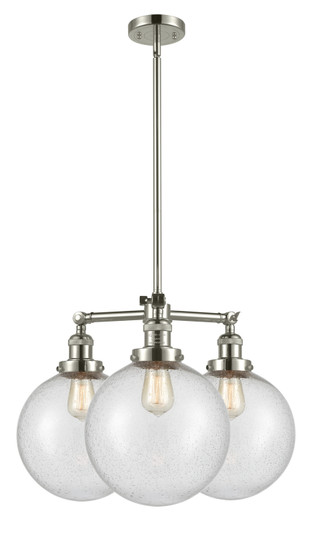 Franklin Restoration Three Light Chandelier in Polished Nickel (405|207-PN-G204-10)