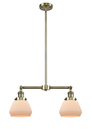 Franklin Restoration Two Light Island Pendant in Antique Brass (405|209-AB-G171)