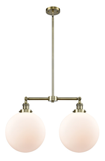 Franklin Restoration Two Light Island Pendant in Antique Brass (405|209-AB-G201-12)