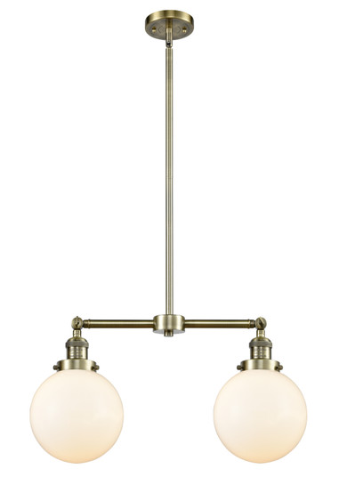 Franklin Restoration Two Light Island Pendant in Antique Brass (405|209-AB-G201-8)