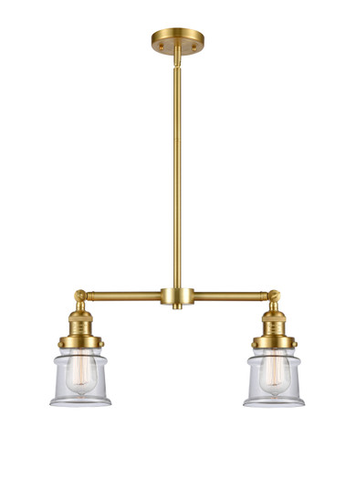 Franklin Restoration Two Light Island Pendant in Satin Gold (405|209-SG-G182S)