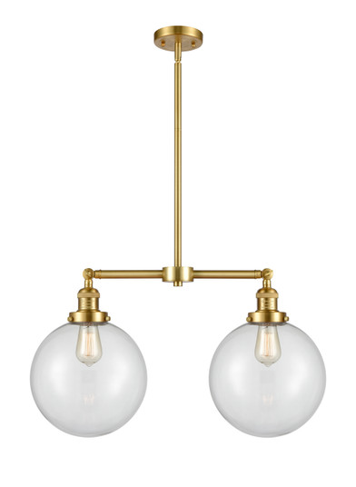 Franklin Restoration Two Light Island Pendant in Satin Gold (405|209-SG-G202-10)