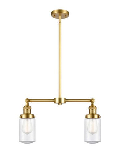 Franklin Restoration Two Light Island Pendant in Satin Gold (405|209-SG-G314)