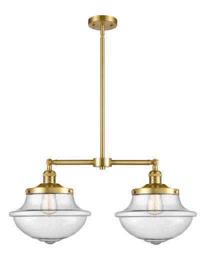 Franklin Restoration Two Light Island Pendant in Satin Gold (405|209-SG-G544)