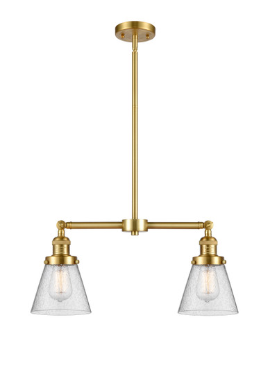 Franklin Restoration Two Light Island Pendant in Satin Gold (405|209-SG-G64)