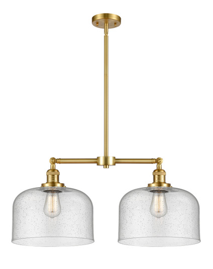 Franklin Restoration Two Light Island Pendant in Satin Gold (405|209-SG-G74-L)