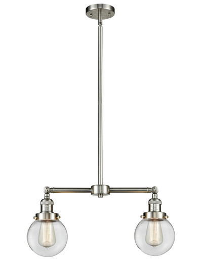 Franklin Restoration Two Light Island Pendant in Brushed Satin Nickel (405|209-SN-G202-6)