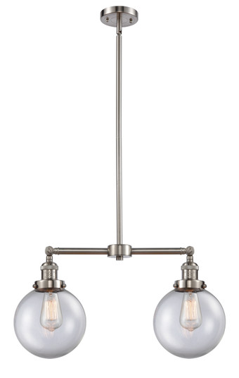 Franklin Restoration Two Light Island Pendant in Brushed Satin Nickel (405|209-SN-G202-8)