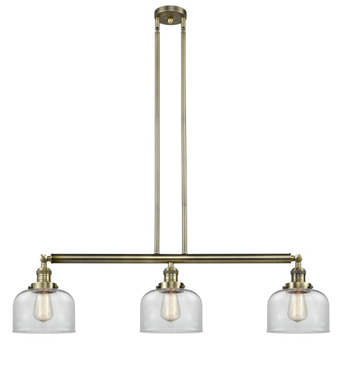 Franklin Restoration Three Light Island Pendant in Antique Brass (405|213-AB-G72)