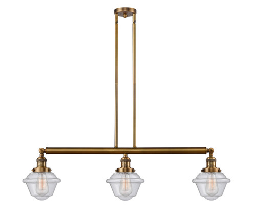 Franklin Restoration Three Light Island Pendant in Brushed Brass (405|213-BB-G534)