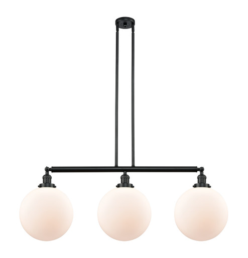 Franklin Restoration Three Light Island Pendant in Matte Black (405|213-BK-G201-12)