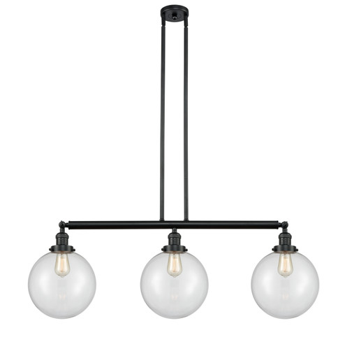 Franklin Restoration Three Light Island Pendant in Matte Black (405|213-BK-G202-10)