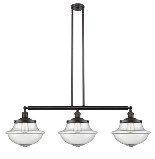 Franklin Restoration Three Light Island Pendant in Oil Rubbed Bronze (405|213-OB-G544)