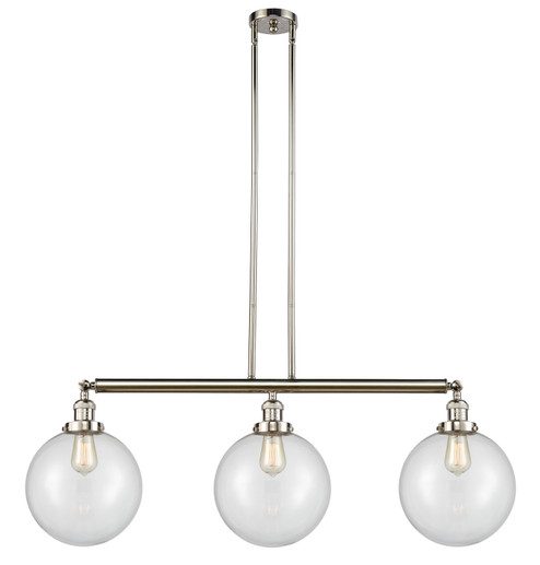 Franklin Restoration Three Light Island Pendant in Polished Nickel (405|213-PN-G202-10) Franklin Restoration Three Light Island Pendant in Polished Nickel (405|213-PN-G202-10)