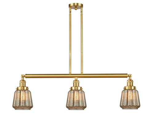 Franklin Restoration Three Light Island Pendant in Satin Gold (405|213-SG-G146)