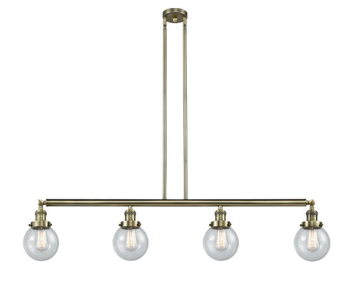 Franklin Restoration Four Light Island Pendant in Antique Brass (405|214-AB-G204-6)