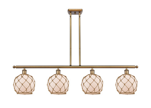 Ballston Four Light Island Pendant in Brushed Brass (405|516-4I-BB-G121-8RB) Ballston Four Light Island Pendant in Brushed Brass (405|516-4I-BB-G121-8RB)