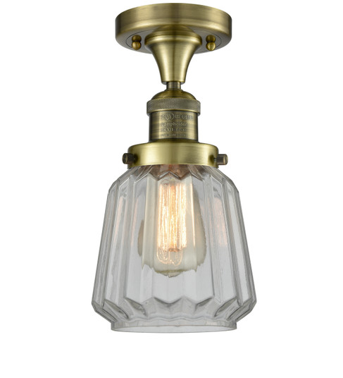 Franklin Restoration One Light Semi-Flush Mount in Antique Brass (405|517-1CH-AB-G142)