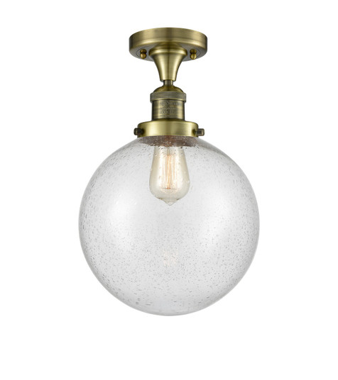 Franklin Restoration LED Semi-Flush Mount in Antique Brass (405|517-1CH-AB-G201-10-LED)