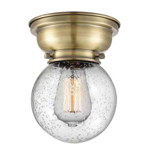 Franklin Restoration One Light Flush Mount in Antique Brass (405|623-1F-AB-G204-6)