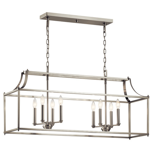 Morrigan Eight Light Linear Chandelier in Brushed Nickel (12|42497NI)