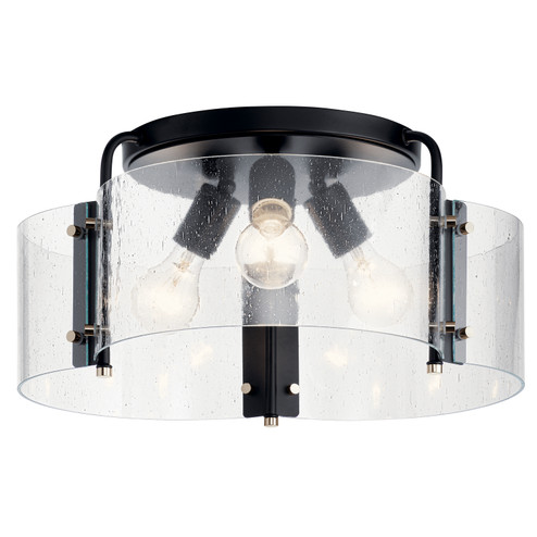 Thoreau Three Light Semi Flush Mount in Black (12|42955BK)